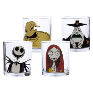 Disney The Nightmare Before Christmas 10 oz. Glass Set of 4 Includes Jack, Sally, Oogie Boogie, and Mayor