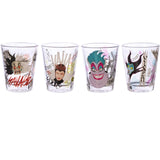 Disney Villains 2 oz. Shot Glass Set of 4 Cruella De Vil, Ursula, Evil Queen, Maleficent