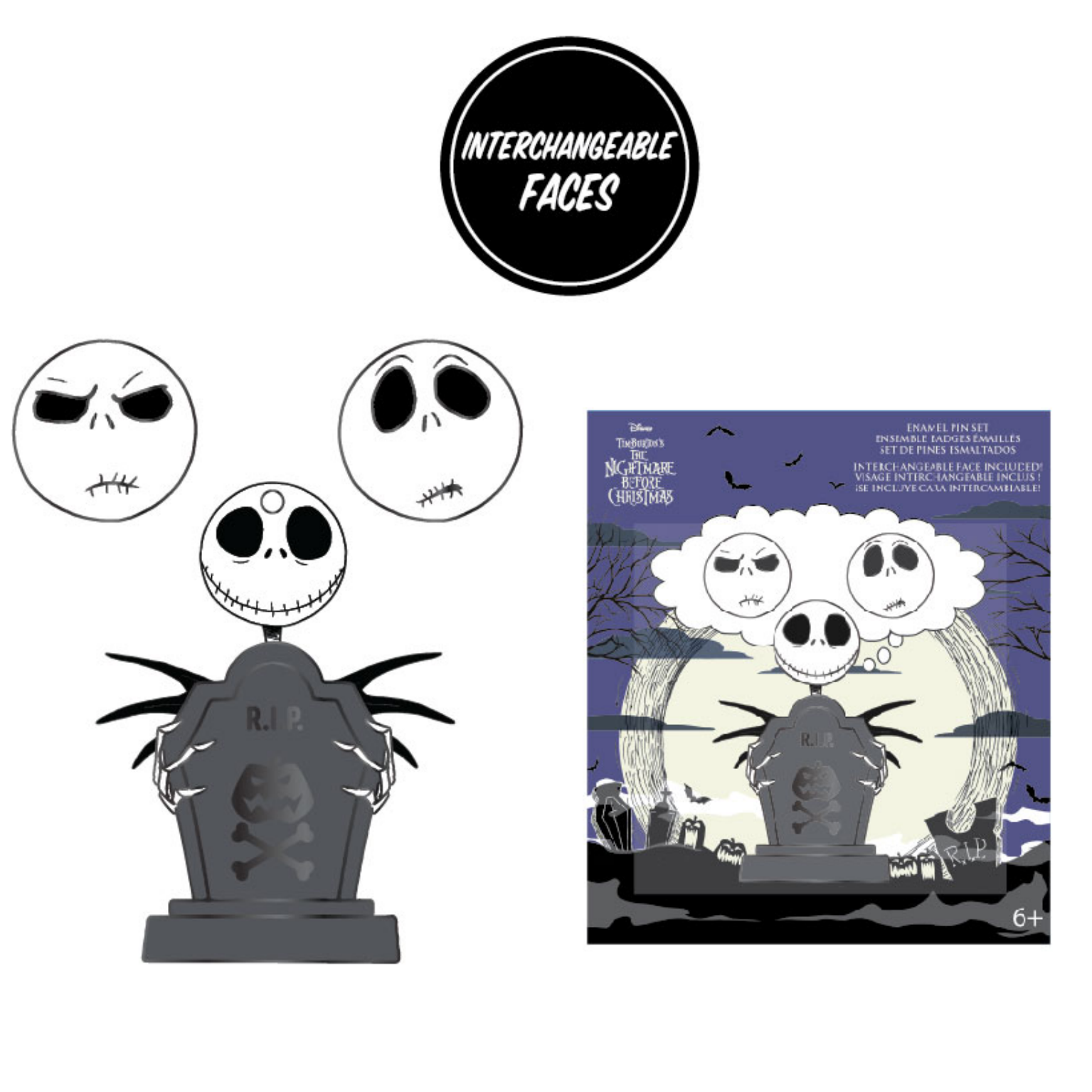 Jack skellington Pin set Disney Gravestone Gallery Nightmare Before Christmas Mystery  main image 3