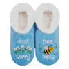 Women's Simply Pairables Cozy SnooziesÂ® Blue Don't Worry Bee Happy