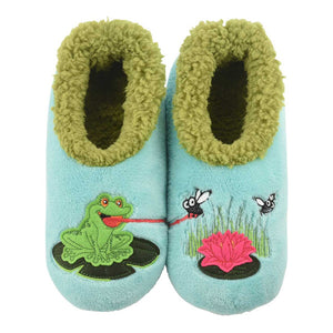 Women's Simply Pairables Cozy Snoozies® Mint Green Frog Catching Flies Over Lilypad