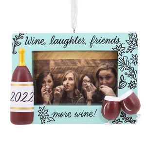 Hallmark Wine Laughter Friends 2022 Photo Frame Hallmark Ornament