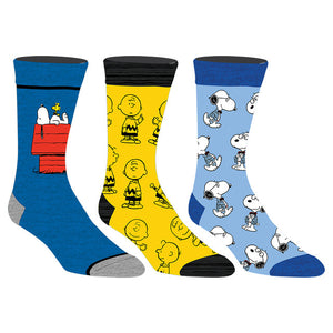 Peanuts Crew Socks 3 Pairs Featuring Snoopy Woodstock and Charlie Brown