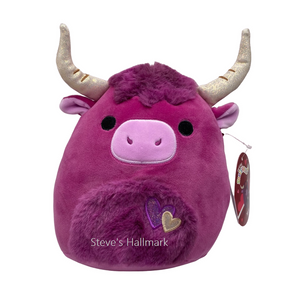 Valentine Squishmallow York the Plum Highland Cow with Jewel Tone Fuzzy Belly 5" Stuffed Plush by Kelly Toy