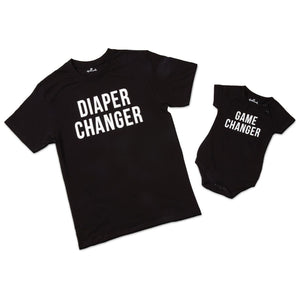 Hallmark "Diaper Changer" New Parent T-Shirt and "Game Changer" Newborn Bodysuit for Baby 0â€“6 Months