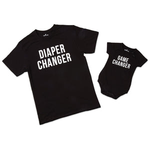Hallmark "Diaper Changer" New Parent T-Shirt and "Game Changer" Newborn Bodysuit for Baby 0–6 Months