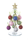 Glass Christmas Trees with Ornaments 6" Tall