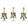 Glass Christmas Trees with Ornaments 8" Tall