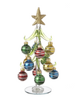 Glass Christmas Trees with Ornaments 8" Tall
