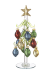 Glass Christmas Trees with Ornaments 8" Tall