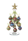 Glass Christmas Trees with Ornaments 8" Tall