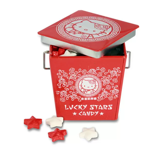 Lucky Star Hello Kitty Chinese Take-Out Tin Box with 1.5 Oz. Red White Star Candy