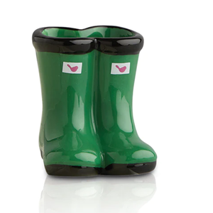 Nora Fleming Jumpin' Puddles Green Boots Mini