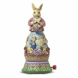 Jim Shore Easter's On Its Way Rotating Bunny Musical Figurine