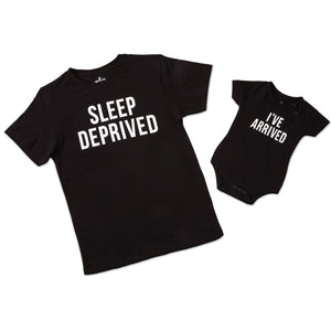 Hallmark "Sleep Deprived" New Parent T-Shirt and "I've Arrived" Newborn Bodysuit for Baby 0â€“6 Months