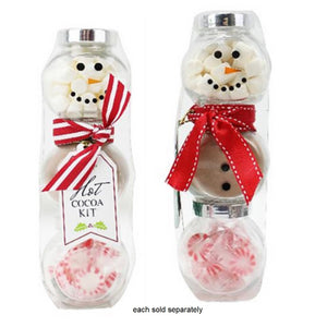 Snowman Jar Hot Cocoa Kit with Marshmallow Peppermint Candy and Cocoa Mix