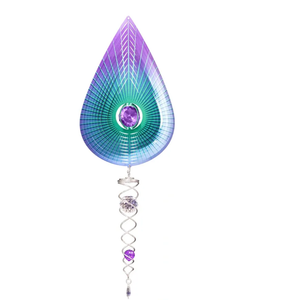 Crystal Purple Teardrop Mini 6.5" Wind Spinner and 7.5" Crystal Twister Set