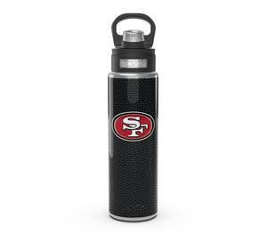 NFL® San Francisco 49ers Black Leather Look 24 Oz. Wide Mouth Stainless Steel Water Bottle